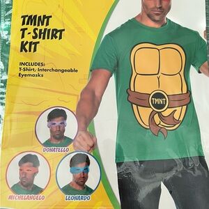 Spirit TMNT Green Ninja Turtle T-Shirt with Interchangeable Eyemasks - medium